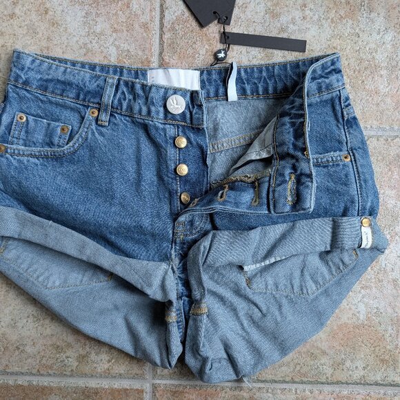 NWT One Teaspoon Bandits - Low Waist Cut Off Denim Shorts in Rosewood - Picture 6 of 8